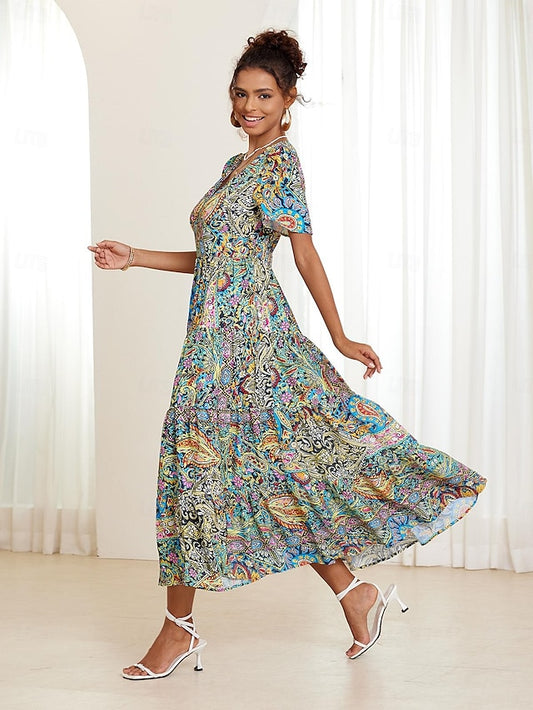 【S-5XL】✨👗Noua modă 2025, decolteu în V, elegant, casual, imprimat, Joint Operation【Oferte speciale de vară🔥】_3991986