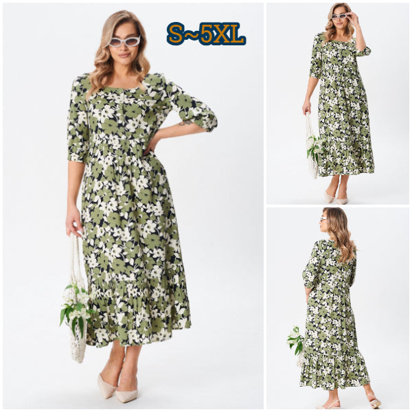 🔥[S-5XL]💖👗Rochie lejeră din bumbac, mărimi mari | Confortabilă, vaporoasă, perfectă pentru vară_4000253