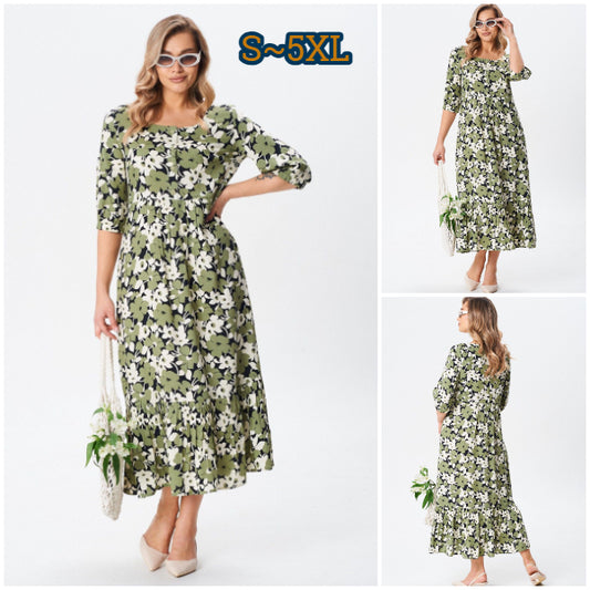 🔥[S-5XL]💖👗Rochie lejeră din bumbac, mărimi mari | Confortabilă, vaporoasă, perfectă pentru vară_4000253