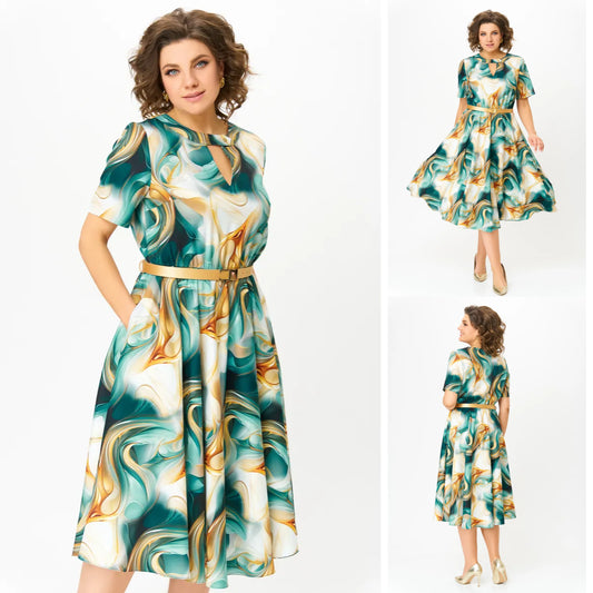 ✨👗Produse noi de vară💥【S-5XL】Rochie largi din sifon de marime mare | Confortabil și respirabil, foarte potrivit pentru vară_3978656